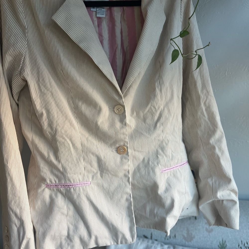 Tracy Reese Beige Pinstripe Blazer